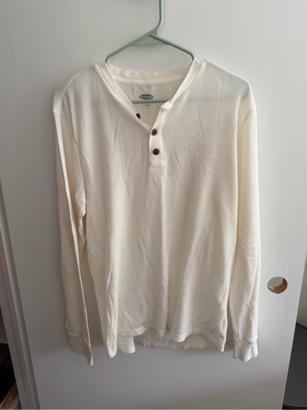 Old Navy Cream Henley Long-Sleeve Thermal Shirt